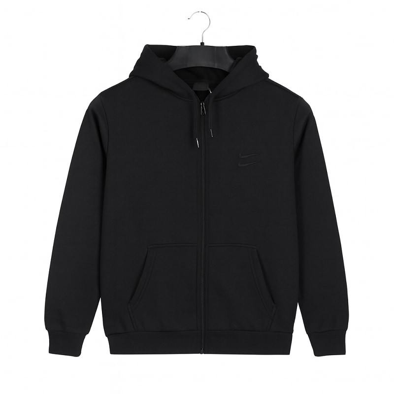 سوئیشرت زیپ دار مردانه بیسیک مشکی-مشکی